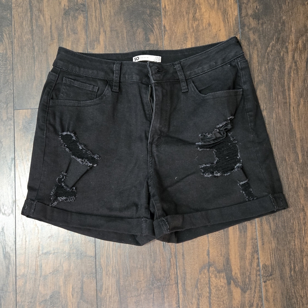 Kendall & Kylie Black Ripped Jean Shorts
